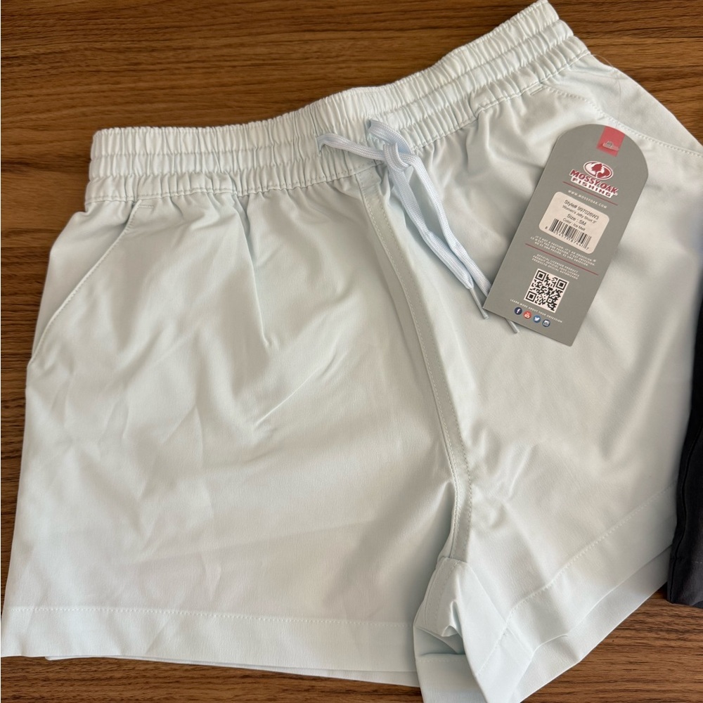 Mossy Oak Light Blue and charcoal grey Women's Fishing Shorts